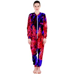 Red And Blue Sideways Sumac Onepiece Jumpsuit (ladies)  by okhismakingart