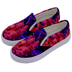 Red And Blue Sideways Sumac Kids  Canvas Slip Ons by okhismakingart