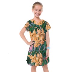 Green And Gold Sideways Sumac Kids  Drop Waist Dress by okhismakingart