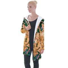 Green And Gold Sideways Sumac Longline Hooded Cardigan