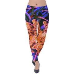 Blue And Gold Sideways Sumac Velvet Leggings