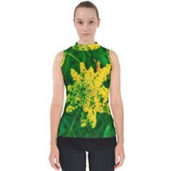 Yellow Sumac Bloom Mock Neck Shell Top