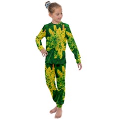 Yellow Sumac Bloom Kids  Long Sleeve Set 