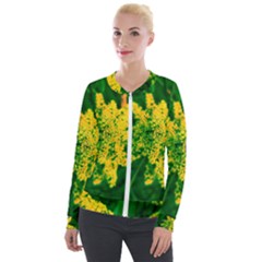 Yellow Sumac Bloom Velour Zip Up Jacket