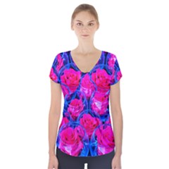 Rose Bowls Short Sleeve Front Detail Top by okhismakingart