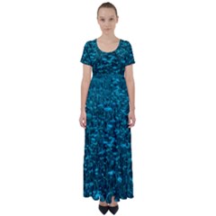 Blue-green Queen Annes Lace Hillside High Waist Short Sleeve Maxi Dress by okhismakingart