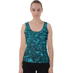 Blue-green Queen Annes Lace Hillside Velvet Tank Top by okhismakingart