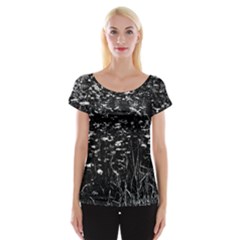 High Contrast Black And White Queen Anne s Lace Hillside Cap Sleeve Top