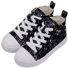 High Contrast Black And White Queen Anne s Lace Hillside Kids  Mid-top Canvas Sneakers by okhismakingart