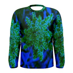 Blue And Green Sumac Bloom Men s Long Sleeve Tee by okhismakingart