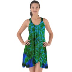 Blue And Green Sumac Bloom Show Some Back Chiffon Dress by okhismakingart