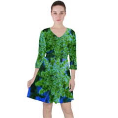 Lime Green Sumac Bloom Ruffle Dress by okhismakingart