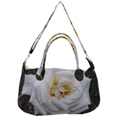 White Angular Rose Removal Strap Handbag by okhismakingart