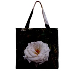 White Smooth Rose Zipper Grocery Tote Bag by okhismakingart