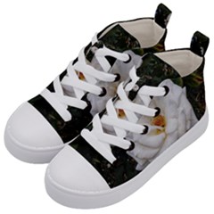 White Smooth Rose Kids  Mid-top Canvas Sneakers by okhismakingart