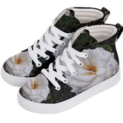 White Smooth Rose Kids  Hi-top Skate Sneakers by okhismakingart