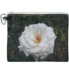 White Smooth Rose Canvas Cosmetic Bag (xxxl) by okhismakingart