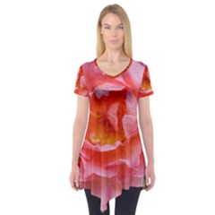 Pink Rose Short Sleeve Tunic  by okhismakingart