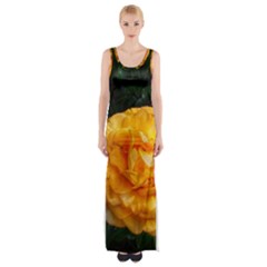 Yellow Rose Maxi Thigh Split Dress