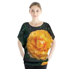 Yellow Rose Batwing Chiffon Blouse