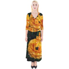 Yellow Rose Quarter Sleeve Wrap Maxi Dress