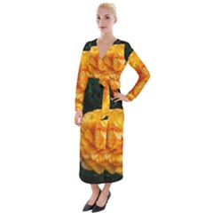 Yellow Rose Velvet Maxi Wrap Dress