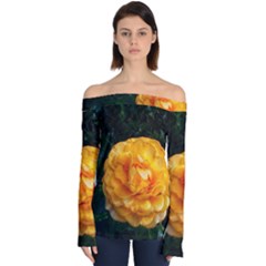 Yellow Rose Off Shoulder Long Sleeve Top by okhismakingart