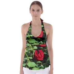 Deep Red Rose Babydoll Tankini Top by okhismakingart