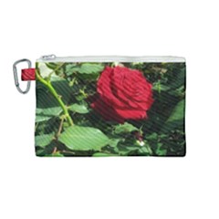 Deep Red Rose Canvas Cosmetic Bag (medium)