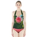 Complex Pink Rose Halter Swimsuit View1