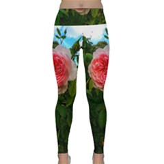 Complex Pink Rose Lightweight Velour Classic Yoga Leggings by okhismakingart