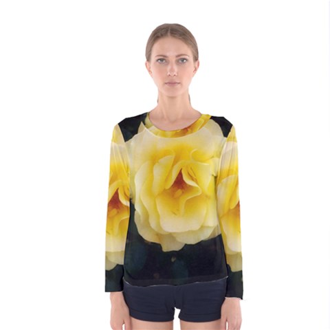 Pale Yellow Rose Women s Long Sleeve Tee by okhismakingart