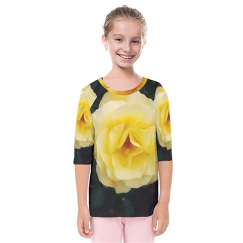 Pale Yellow Rose Kids  Quarter Sleeve Raglan Tee by okhismakingart