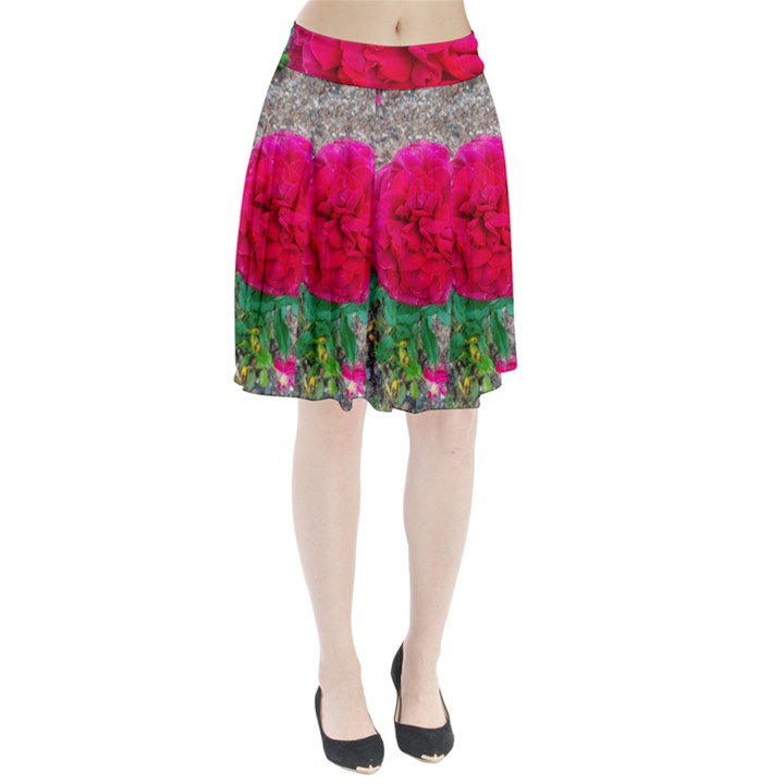 Folded Red Rose Pleated Skirt