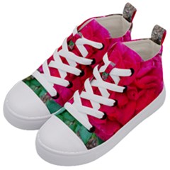 Folded Red Rose Kids  Mid-top Canvas Sneakers by okhismakingart