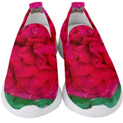 Folded Red Rose Kids  Slip On Sneakers by okhismakingart