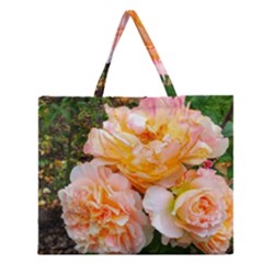 Bunch Of Orange And Pink Roses Zipper Large Tote Bag by okhismakingart