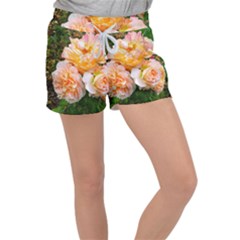 Bunch Of Orange And Pink Roses Women s Velour Lounge Shorts