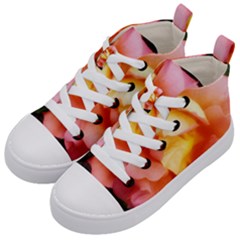 Light Orange And Pink Rose Kids  Mid-top Canvas Sneakers by okhismakingart