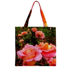 Pink Rose Field Zipper Grocery Tote Bag