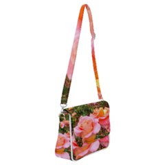 Pink Rose Field Shoulder Bag with Back Zipper