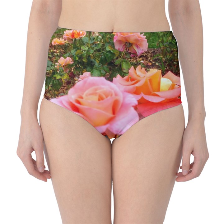 Pink Rose Field Classic High-Waist Bikini Bottoms