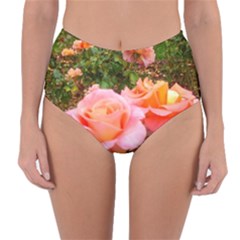 Pink Rose Field Reversible High-Waist Bikini Bottoms