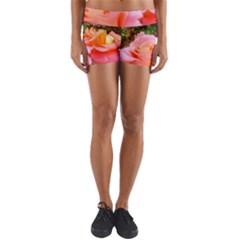 Pink Rose Field Yoga Shorts