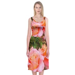 Pink Rose Field Midi Sleeveless Dress