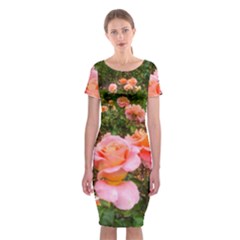 Pink Rose Field Classic Short Sleeve Midi Dress by okhismakingart