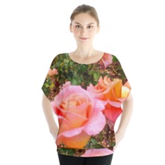 Pink Rose Field Batwing Chiffon Blouse