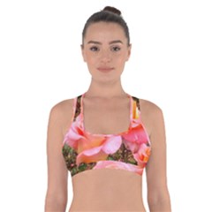 Pink Rose Field Cross Back Sports Bra