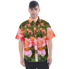 Pink Rose Field Men s Short Sleeve Shirt