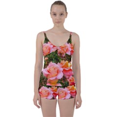 Pink Rose Field Tie Front Two Piece Tankini